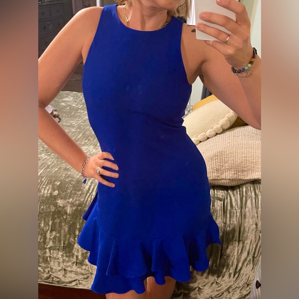 Chelsea28 Cobalt Blue Ruffle Dress- Size 8- Only worn once!!